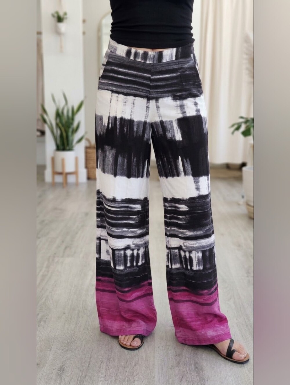 Buffalo David Bitton Abstract Wide Leg Palazzo Graphic Colorblock Women Pants 6